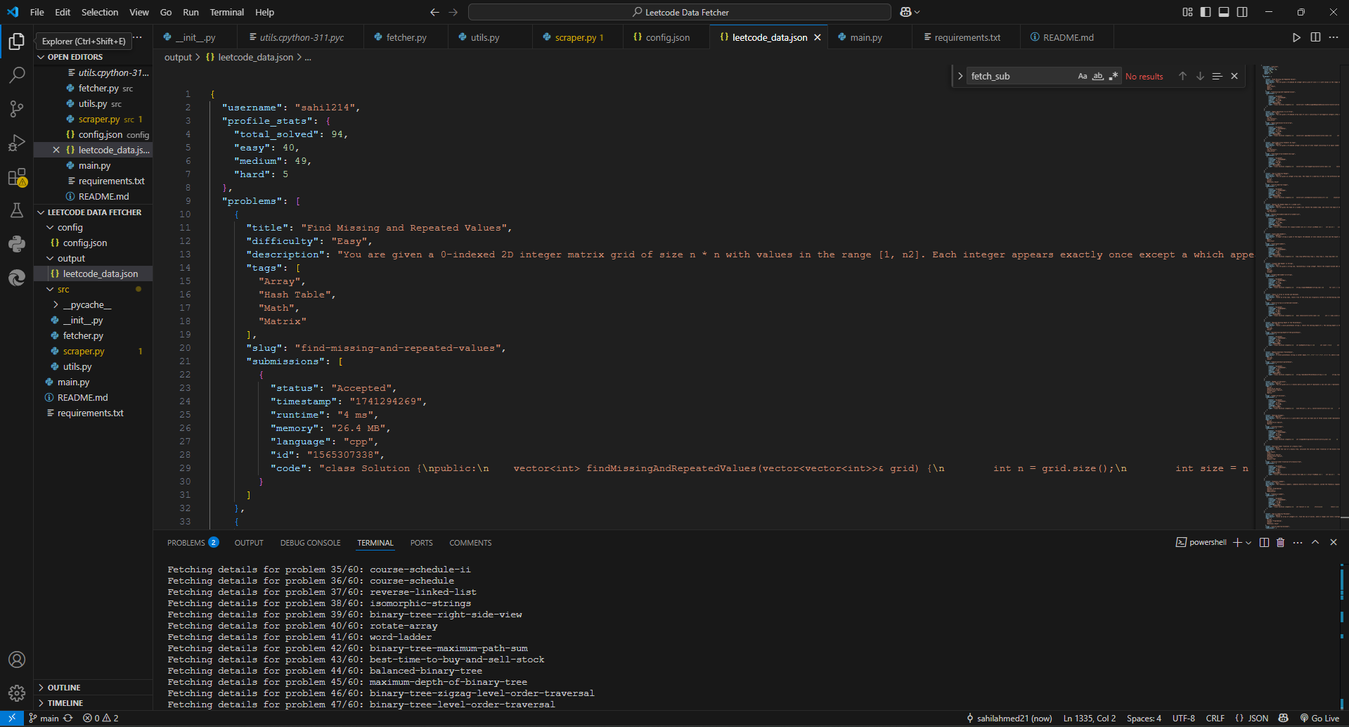 LeetCode Data Fetcher screenshot 1